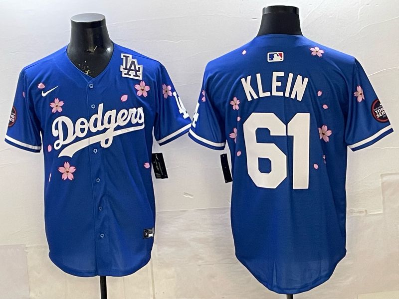 Men 2025 Nike Los Angeles Dodgers #61 Klein Blue Game MLB Jersey 08